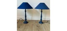 Paire de lampes bois bleu marine classic 57x25   tres belle