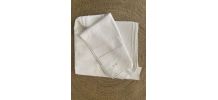 Nappe de vigneron en coton et chanvre blanc monogramme.