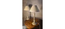 Paire de lampes bois  classic  abat jour osier 44x20 elec ok