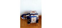 Tabouret ou porte plante éléphant en céramique bleu 