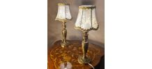 paire de lampes chevet laiton empire 34x14 elec ok abat jour