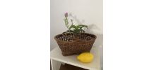 Panier ancien en cannage style bohéme
