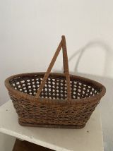 Panier ancien en cannage style bohéme