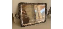 Grand plateau de service en cuivre argenté XIXème - 80 x 48 