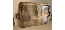 Grand plateau de service en cuivre argenté XIXème - 80 x 48 