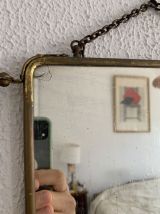 Miroir vintage 1920 triptyque barbier doré simili crocodile 