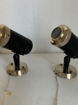 Paire de spots vintage 1950 Lita Zodiac de Jacques Biny noir
