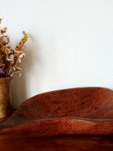 Grande coupe en bois brutaliste, 65 cm 