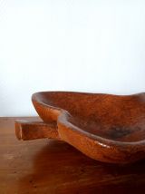 Grande coupe en bois brutaliste, 65 cm 
