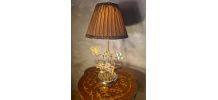 lampe chrome or laiton verre, fleur et papillon 1975 a 80s a