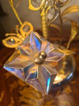 lampe chrome or laiton verre, fleur et papillon 1975 a 80s a