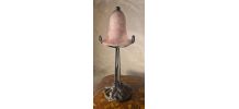 Lampe pied fer forgé ancienne, 1900 a 40 avec abat jour pate