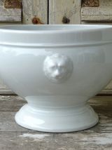 Saladier soupière porcelaine têtes de lion