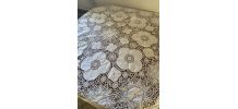 Nappe blanche ovale coton et dentelle crochet.