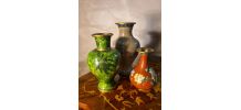 lot de vase asiatique ancien cloisonné motif fleural 20x10