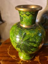 lot de vase asiatique ancien cloisonné motif fleural 20x10