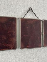 Miroir vintage 1930 triptyque de barbier simili cuir lie de 