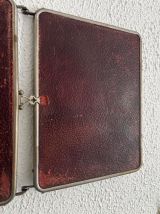 Miroir vintage 1930 triptyque de barbier simili cuir lie de 