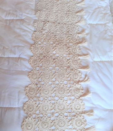 Chemin de table napperon cheminée crochet ancien fait-main
