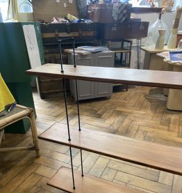 Etagere vintage murale bois et métal noir 
