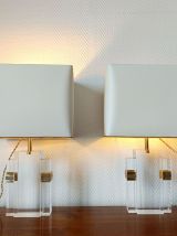 Paire de lampes plexiglas Hollywood Regency 1970 