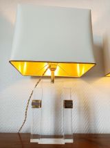 Paire de lampes plexiglas Hollywood Regency 1970 