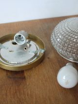 Applique plafonnier verre moulé pressé année 60/70