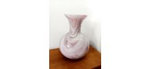 Vase style Murano en verre rose vintage 