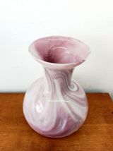 Vase style Murano en verre rose vintage 