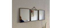 Miroir vintage 1960 triptyque barbier coiffeur japonisant - 