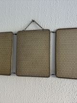 Miroir vintage 1960 triptyque barbier coiffeur japonisant - 