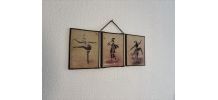 Miroir vintage 1930 triptyque barbier coiffeur danseuse jeun
