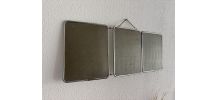 Miroir vintage 1960 triptyque barbier argenté Arpin - 28 x 7