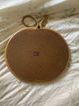 Miroir vintage 1960 pomme rotin osier bambou - 32 x 35 cm