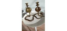 Paire flambeaux zoomorphe Cobra Naja en bronze 