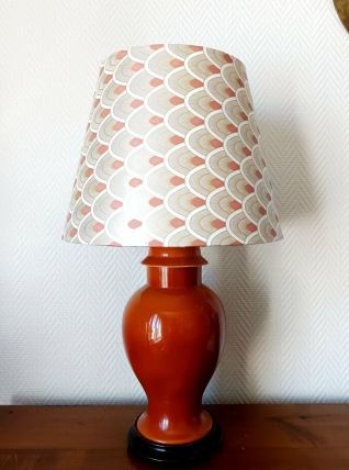 Lampe porcelaine de Limoges Mergey et abat-jour art déco 