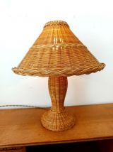 Lampe en rotin vintage vers 1970 