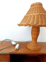 Lampe en rotin vintage vers 1970 