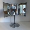 Miroir vintage 1940 triptyque barbier pied biseauté - 40 x 3