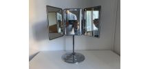 Miroir vintage 1940 triptyque barbier pied biseauté - 40 x 3
