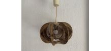 Suspension vintage 1960 scandinave lustre fil et bois - 30 x