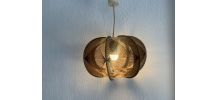 Suspension vintage 1960 scandinave lustre fil et bois - 30 x