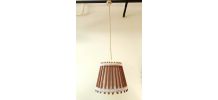Suspension scandinave rotin et toile de jute 1970 