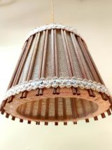 Suspension scandinave rotin et toile de jute 1970 