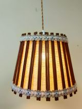 Suspension scandinave rotin et toile de jute 1970 