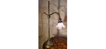 lampe art nouveau ancienne 1890 a 1910 avec verre  dentelle 