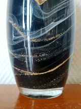 Vase en verre noir et or style Murano 