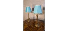 paire de lampes chevet laiton et abat jour en satin 29x14 el