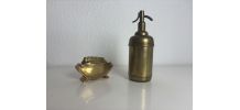 Porte-cigarettes vintage 1930 doré siphon soda briquet doré 