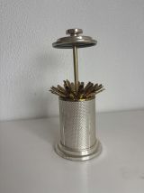 Porte-cigarettes vintage 1960 distributeur argenté et doré b